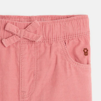 Baby girls' pink corduroy trousers