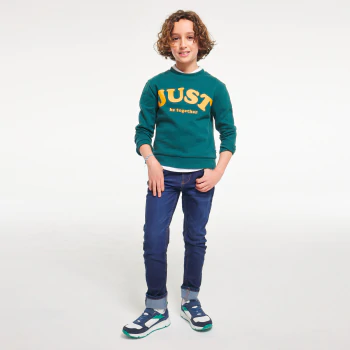 Boys' green sweatshirt with slogan