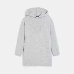 Girls mottled grey hooded sweater dress