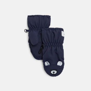 Unisex baby blue waterproof bear mittens