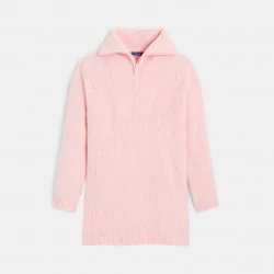 Girls pink trucker collar sweater dress