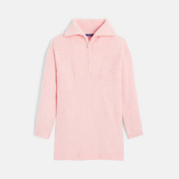 Girls pink trucker collar sweater dress