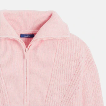 Girls pink trucker collar sweater dress