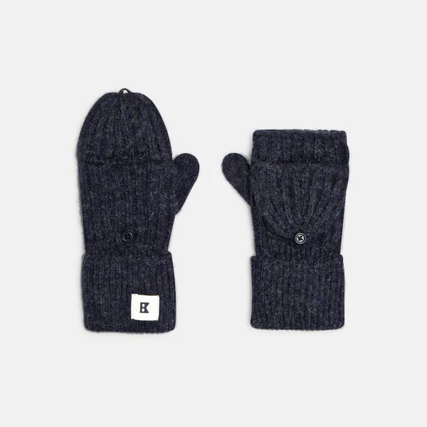 Girls' anthracite ribbed mittens