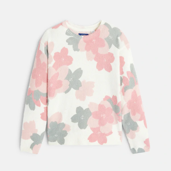 Girls pink printed jersey sweater