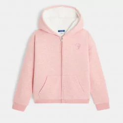 Girls pink zipped hooded sweatshirt