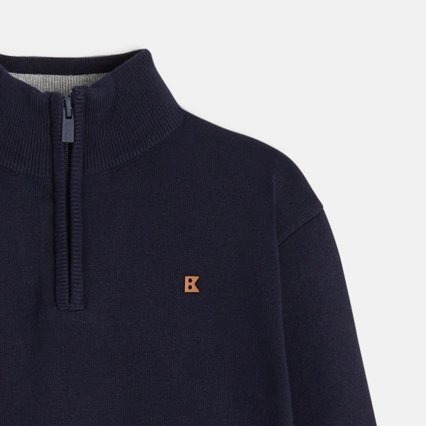 Boys navy-blue stand-up collar sweater