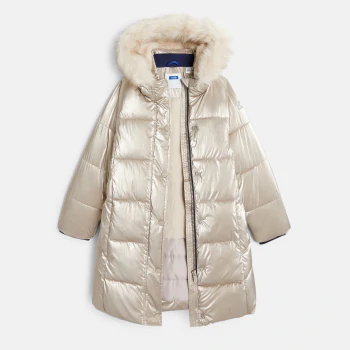 Girls long golden water-repellent down jacket