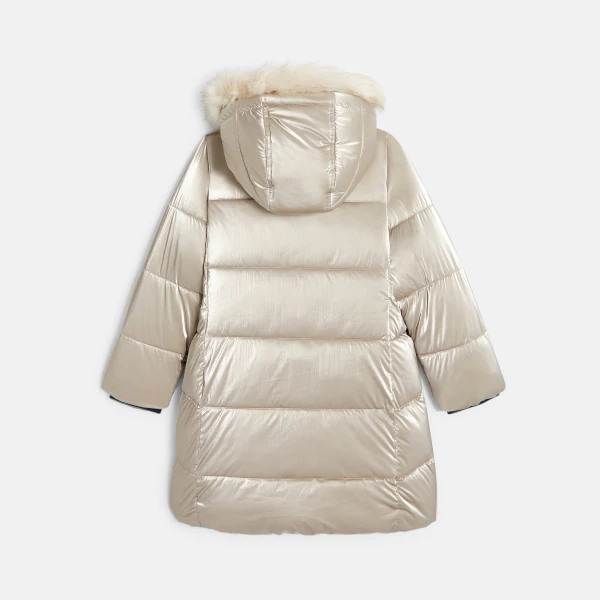 Girls long golden water-repellent down jacket