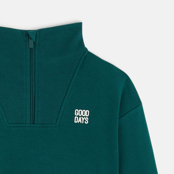 Boys green trucker-neck sweatshirt