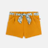 Baby girls' warm shorts with yellow floral waistband