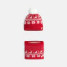 Unisex red jacquard hat and snood set