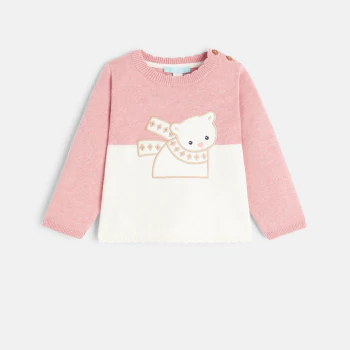 Baby girl’s embroidered bear knit sweater