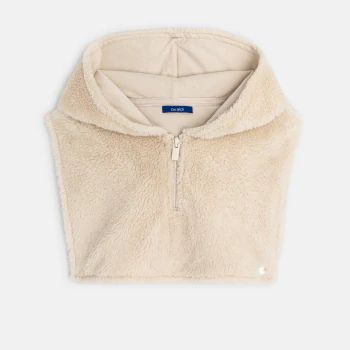 Unisex beige Sherpa fleece hood