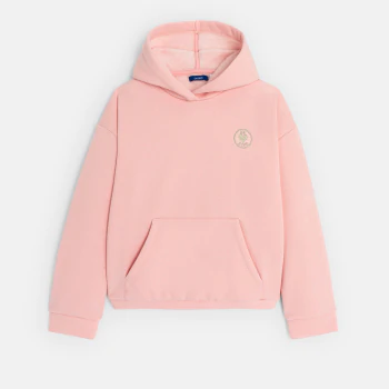 Girls' pink soft hooded sweatshirt