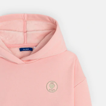 Girls' pink soft hooded sweatshirt