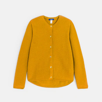 Girls' yellow button-up ribbed cardigan