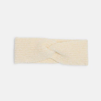 Baby girl’s soft knit headband with white bow effect