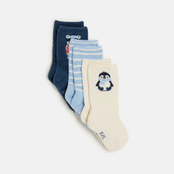 Baby boy’s high animal terry socks (set of 3)