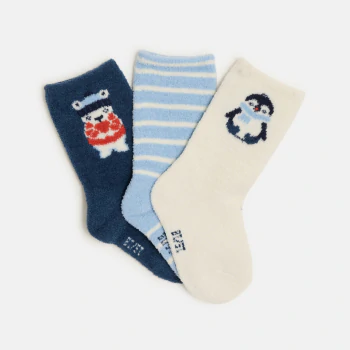 Baby boy’s high animal terry socks (set of 3)