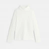 Plain white ribbed turtleneck T-shirt