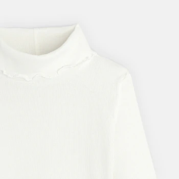 Plain white ribbed turtleneck T-shirt