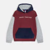 Boys' red hooded sweatshirt with slogan