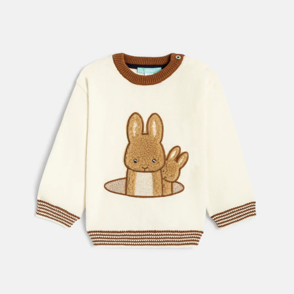 Baby boyu2019s beige rabbit knit sweater