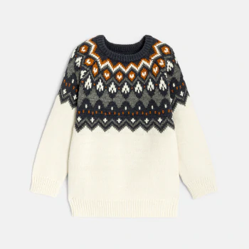 Boy's ecru jacquard sweater