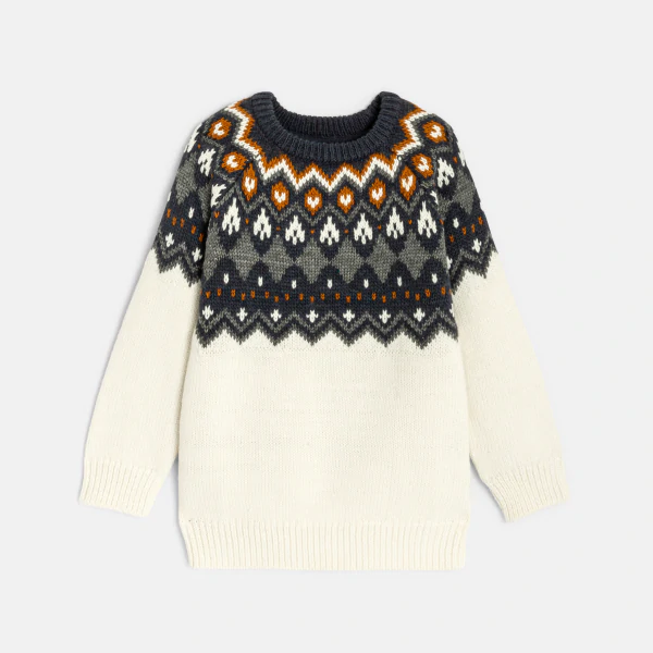 Boy's ecru jacquard sweater