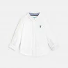 Baby boy’s white cotton roll-up sleeve shirt