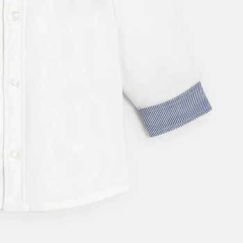 Baby boy’s white cotton roll-up sleeve shirt