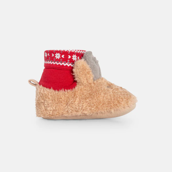 Newborns beige Christmas slipper socks