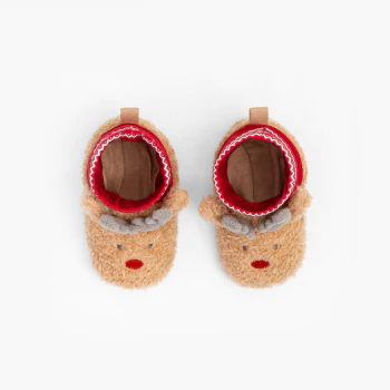 Newborns beige Christmas slipper socks