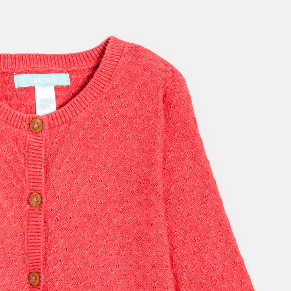 Baby girlu2019s pink fancy knit cardigan