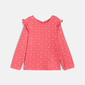 Baby girlu2019s rib knit T-shirt with ruffles