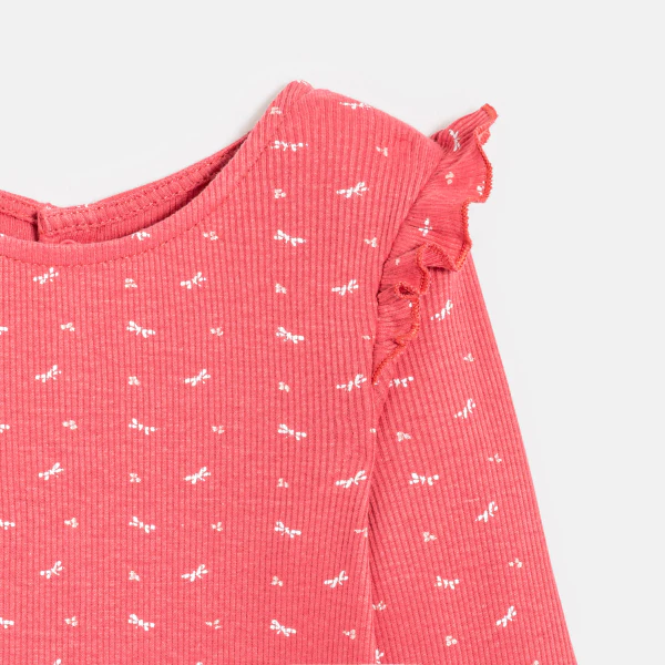 Baby girlu2019s rib knit T-shirt with ruffles