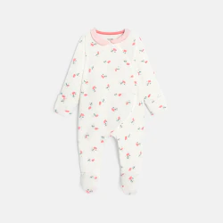 Baby girl's white velvet floral sleepsuit