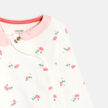 Baby girl's white velvet floral sleepsuit