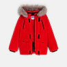 Boys' red padded parka with hood.