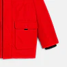 Boys' red padded parka with hood.