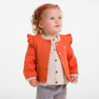 Baby girls' orange ruffle fleece cardigan