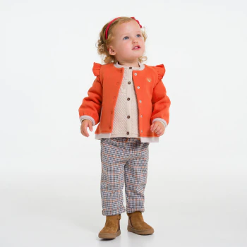 Baby girls' orange ruffle fleece cardigan