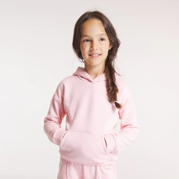 Girls' pink soft hooded sweatshirt