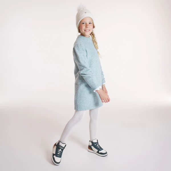 Girls aqua green sweater dress