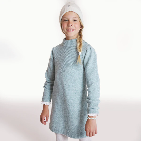 Girls aqua green sweater dress