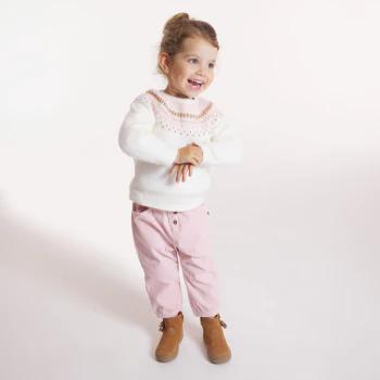 Baby girlu2019s pink jacquard knit sweater