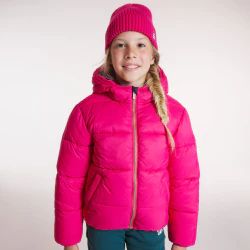 Girls' plain pink short padded jacket