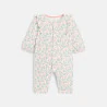 Baby girl's long green floral romper suit