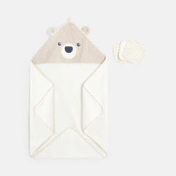 Unisex white bath cape with...